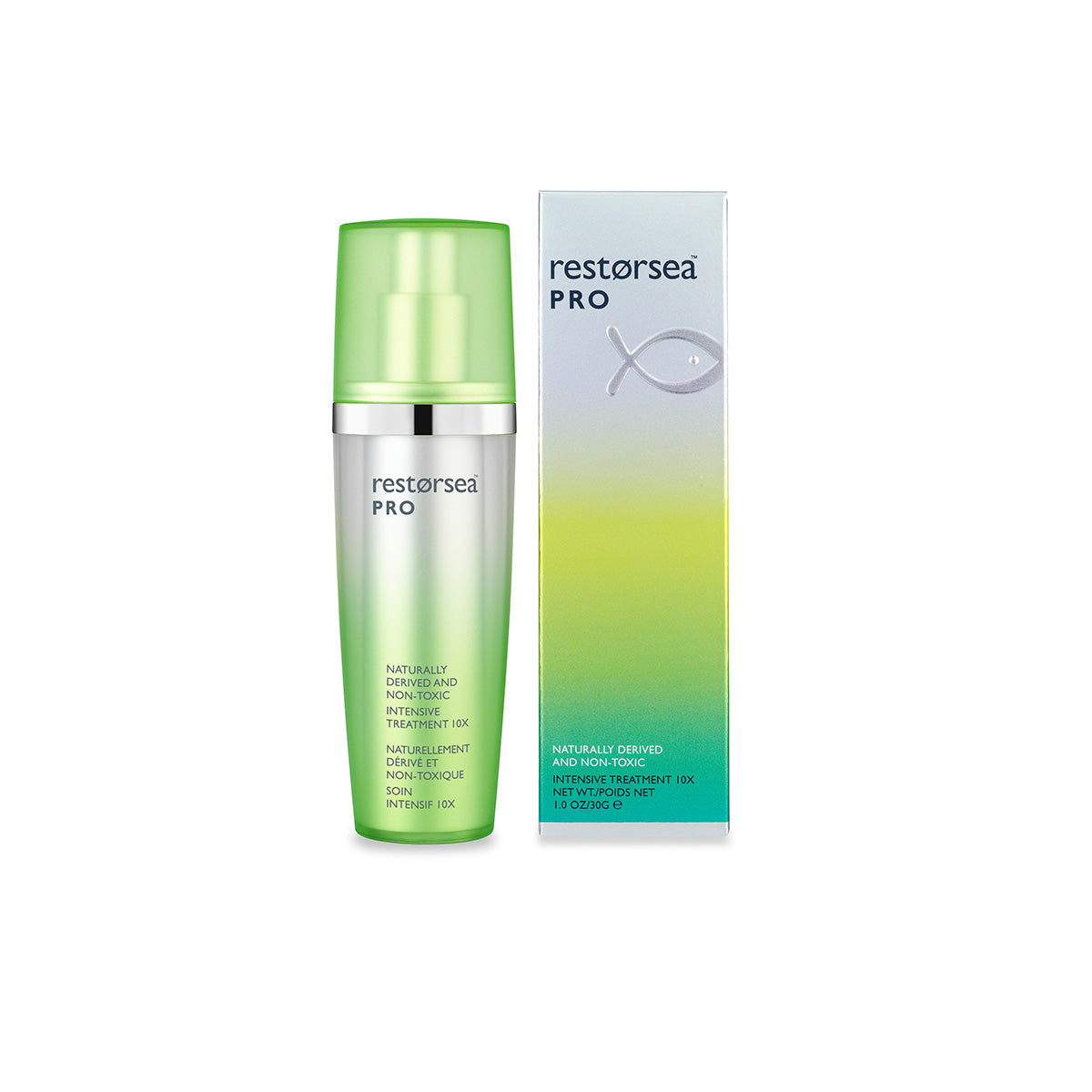 Restorsea PRO Intensive Treatment 10X Serum, Front view stock image with box