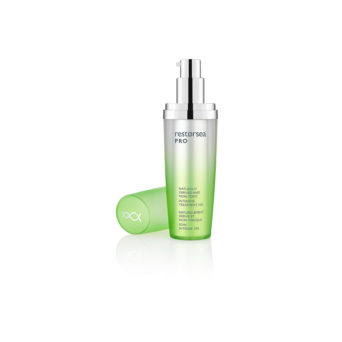 Restorsea PRO Intensive Treatment 10X Serum, Front view stock image with top and cap off to show dispersion mechanism