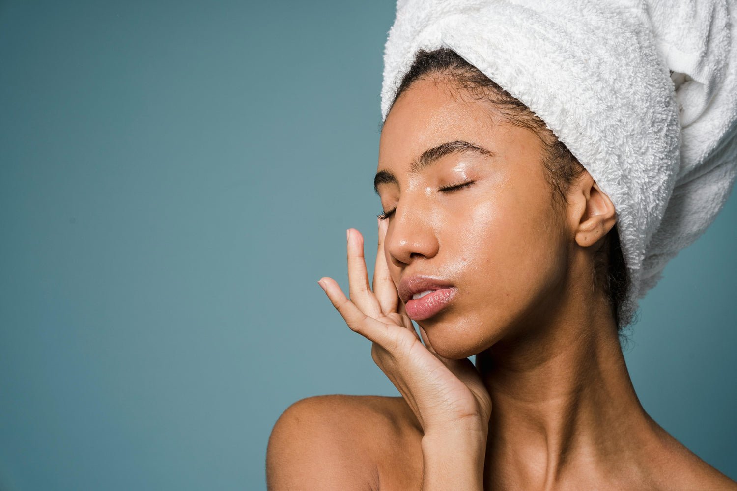 Woman with oily skin