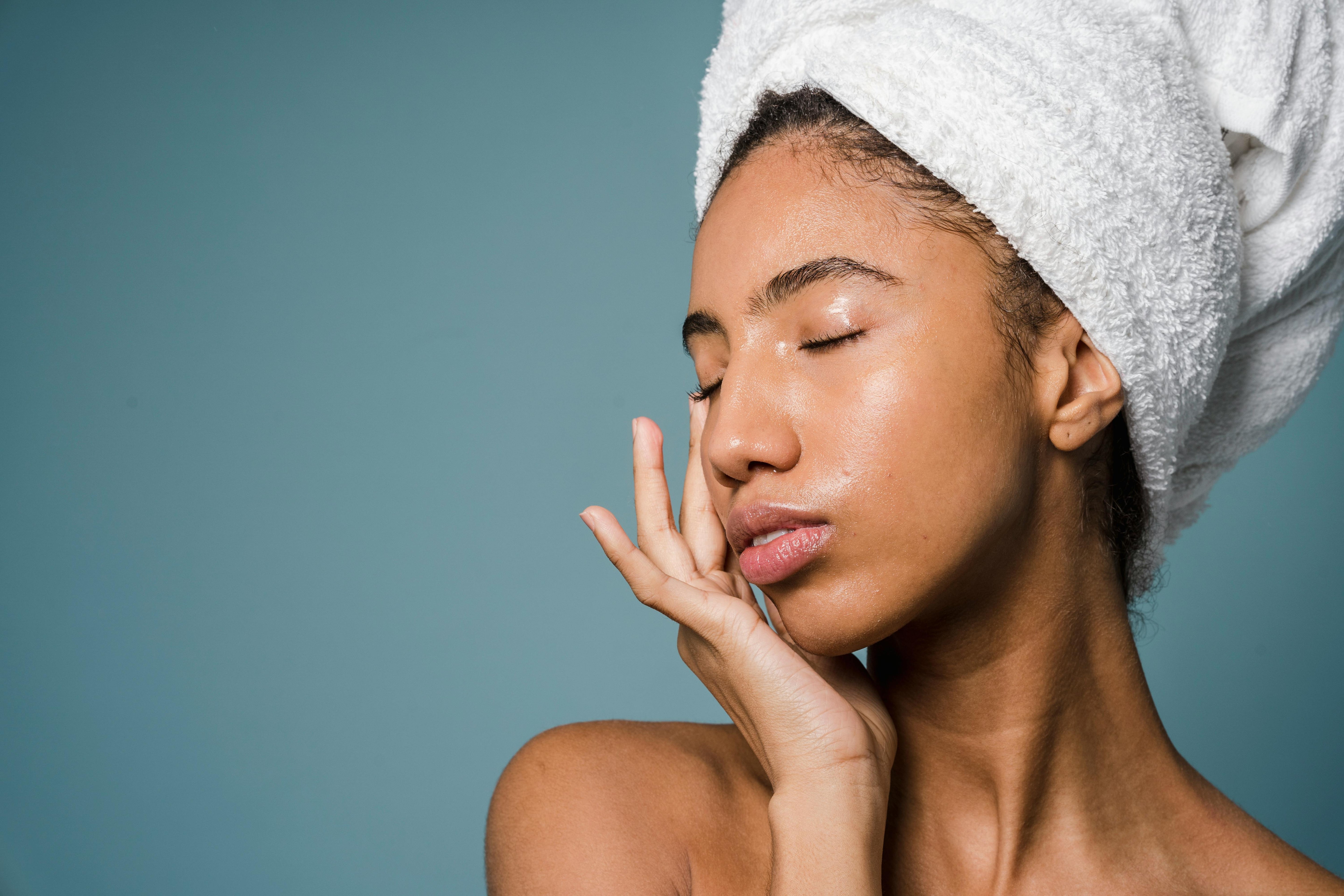 Woman with oily skin